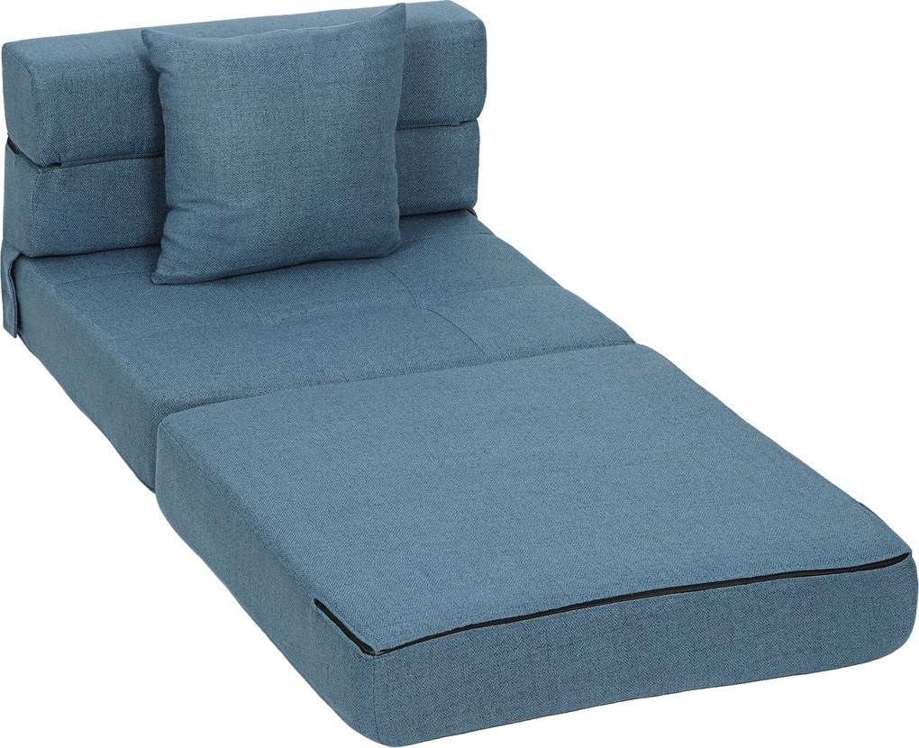 Poltrona-sofá-cama convertível de 1 lugar com 1 almofada com capa removível, tecido azul escuroR
