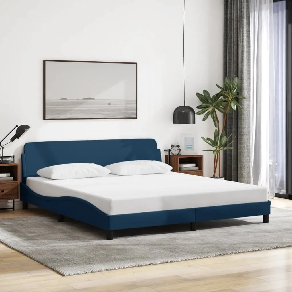 Estrutura de cama 180x200 cm tecido azul