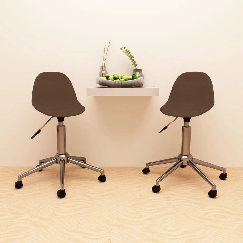 vidaXL Cadeiras de jantar giratórias 2 pcs tecido castanho