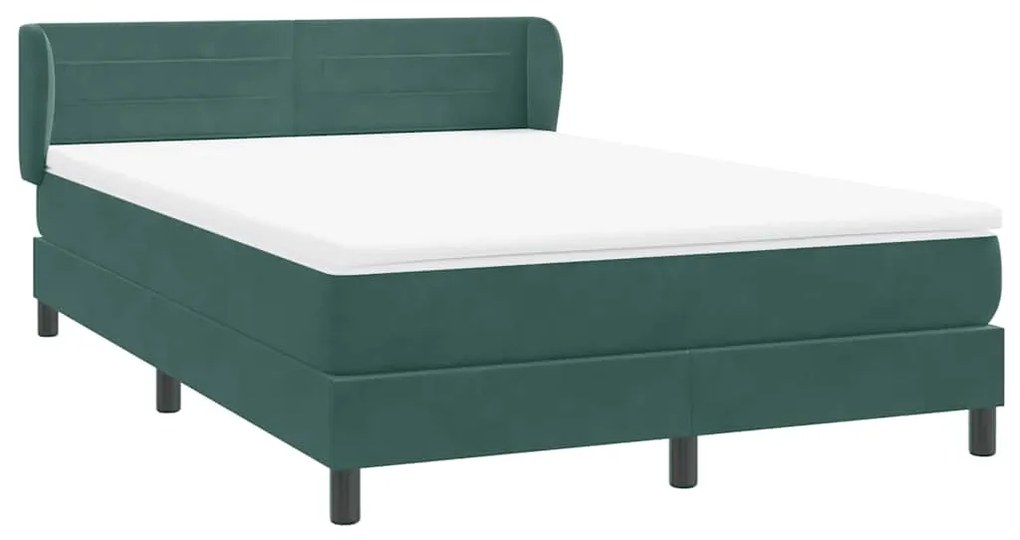 Box Cama primavera com Colchão Verde Escuro 140x210 cm Veludo
