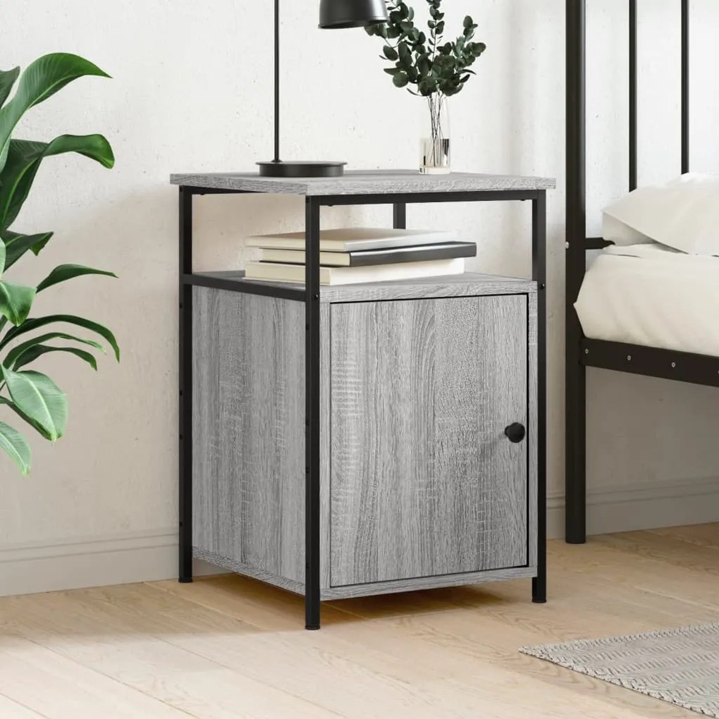 vidaXL Mesa de cabeceira 40x42x60 cm derivados madeira cinzento sonoma