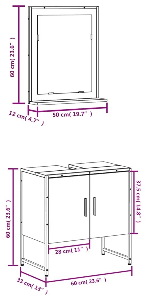 2 pcs conjunto móveis casa de banho derivados de madeira preto