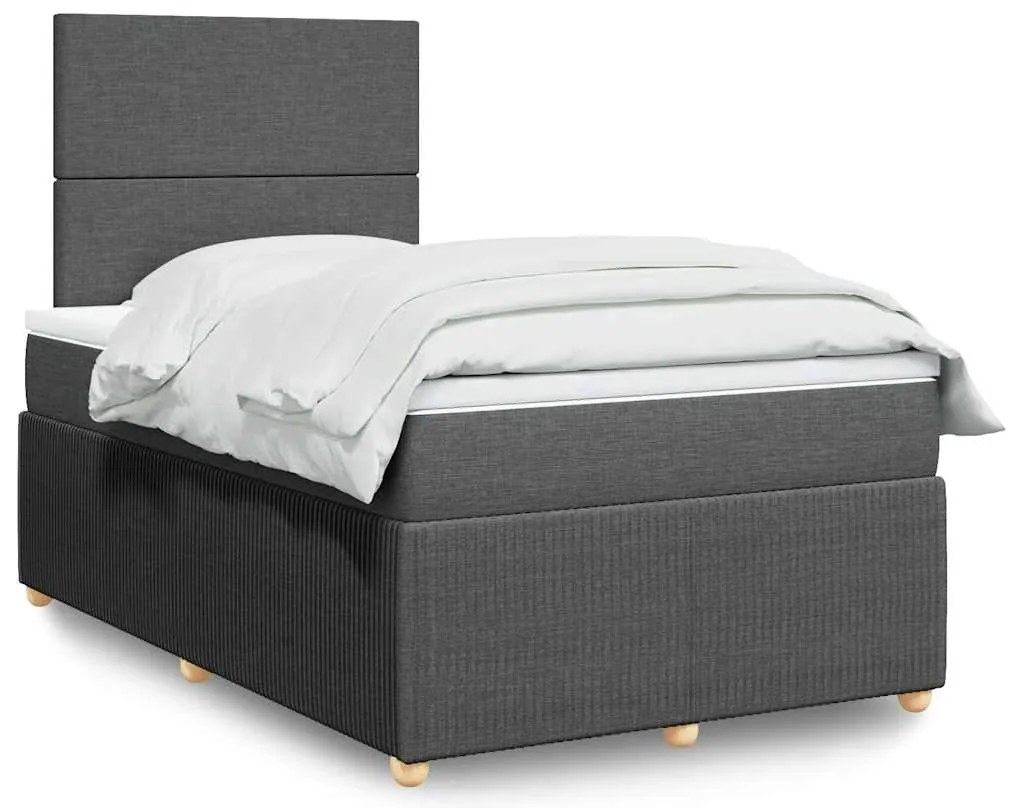 Cama boxspring com colchão 120x190 cm tecido cinzento-escuro