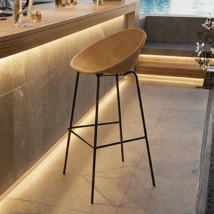 CONJUNTO DE 2 BANCOS DE BAR IBIZA 50X50X98 CM (ALTURA DO ASSENTO 75 CM) AMARELO E PRETO