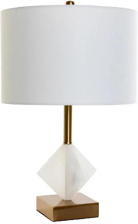 Lâmpada de Mesa DKD Home Decor Branco Algodão Metal Mármore Dourado (38 x 38 x 61 cm)