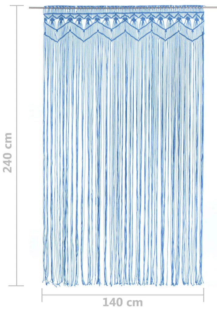 Cortina macramé 140x240 cm algodão azul