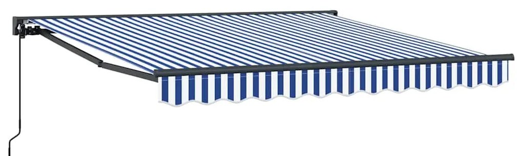 Toldo Retrátil Azul e Branco 300x250 cm Poliéster e Alumínio