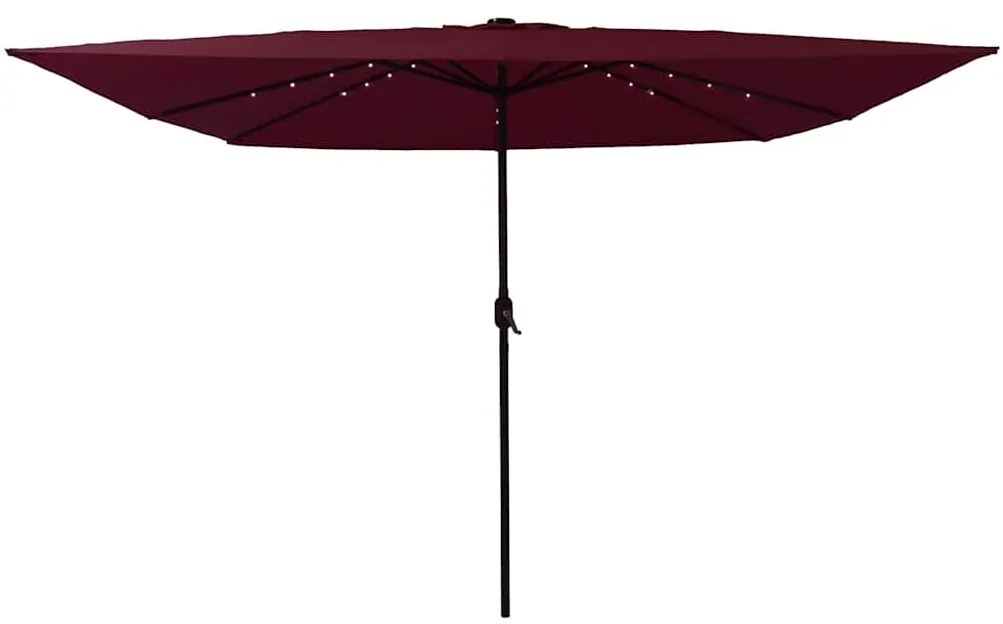 Guarda-sol com Luzes LED 295x245 cm Vermelho Bordeaux
