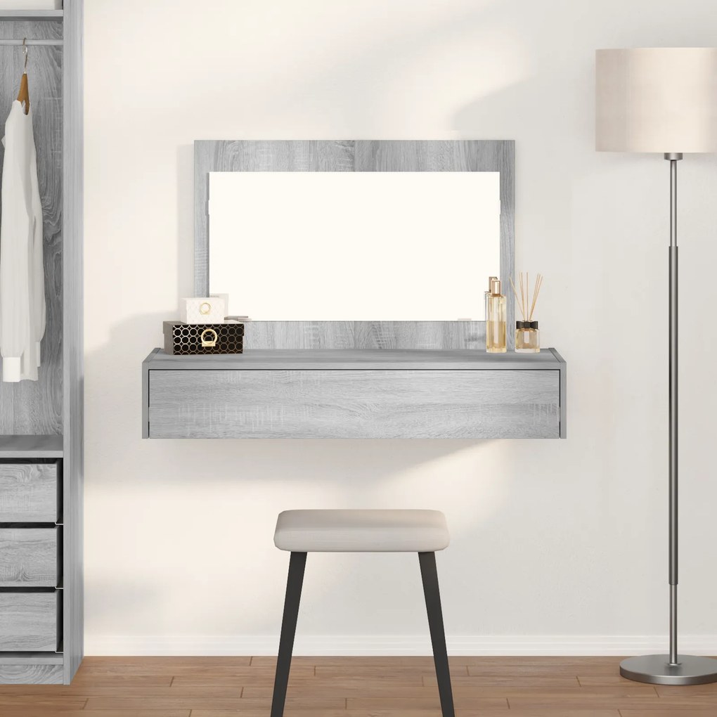 vidaXL Mesa de Maquilhagem Suspensa Cinza Sonoma 100x40x70 cm