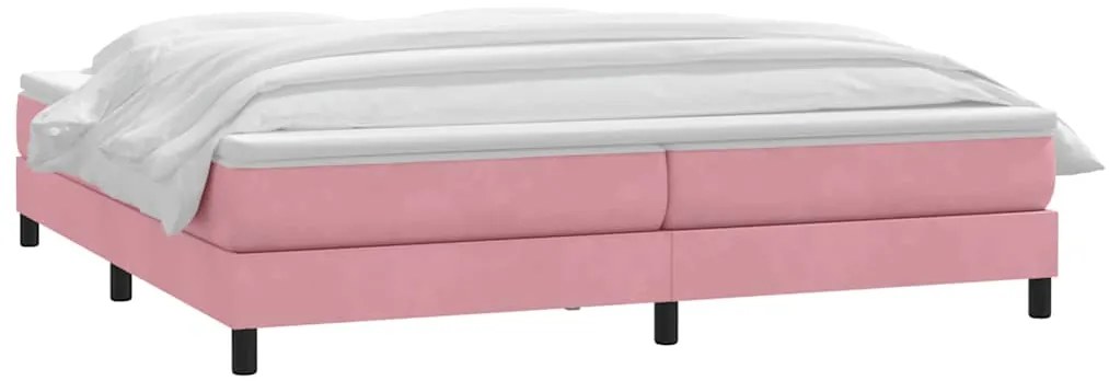 Cama com molas colchão 200x210 cm veludo rosa
