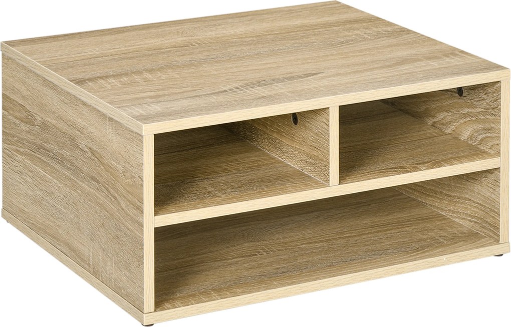 HOMCOM Organizador de mesa aspeto madeira com 3 compartimentos, suporte para impressora dim. 47L x 40l x 22,5H cm | Aosom Portugal