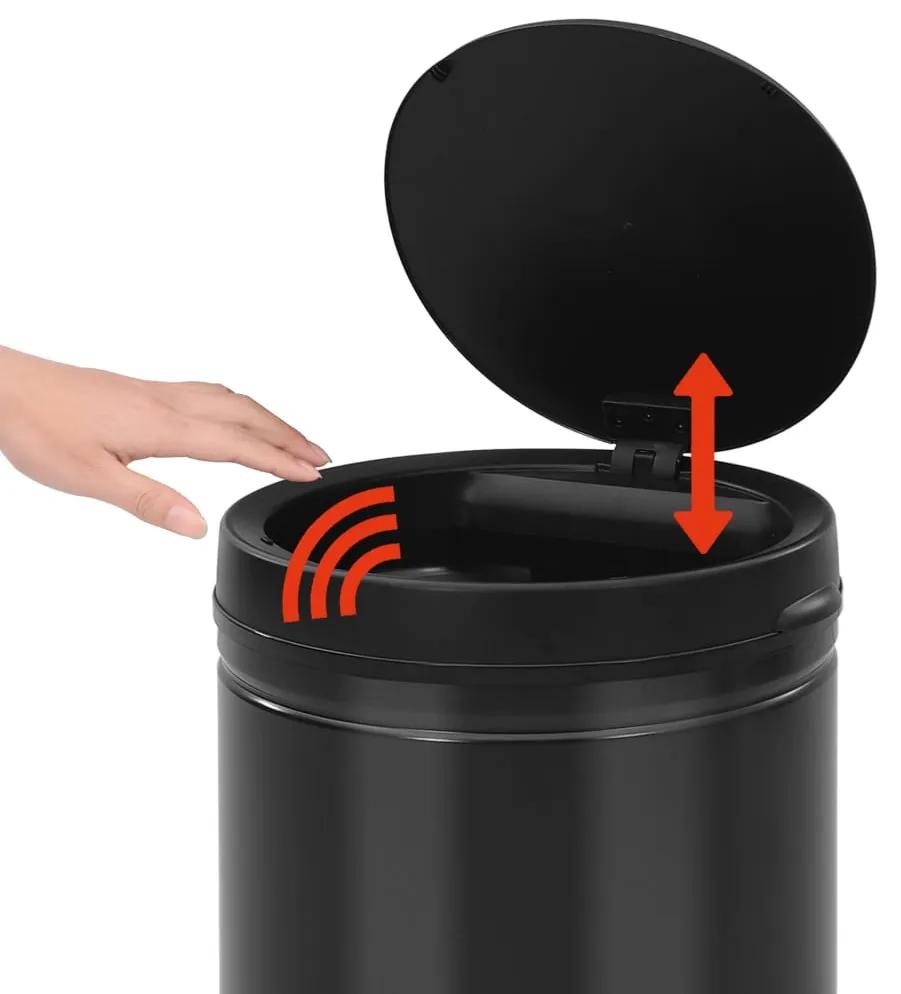 Caixote do lixo com sensor automático 70 L aço carbono preto