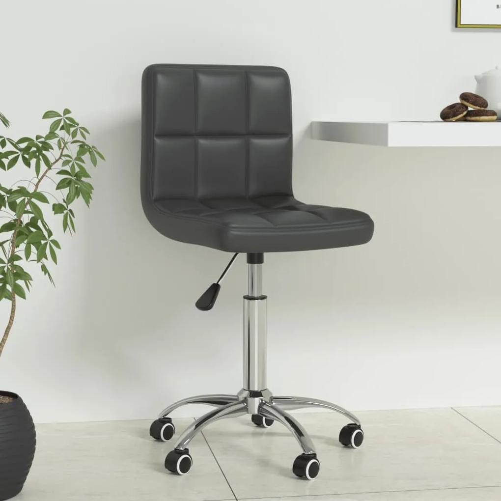 334338 vidaXL Cadeira de escritório giratória couro artificial cinzento