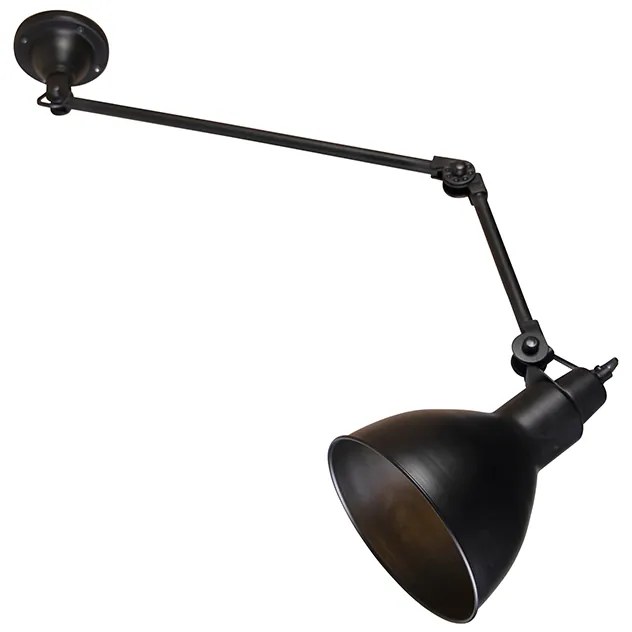 LED Candeeiro de parede inteligente preto ajustável incl. Wifi A60 - Wye Industrial,Rústico