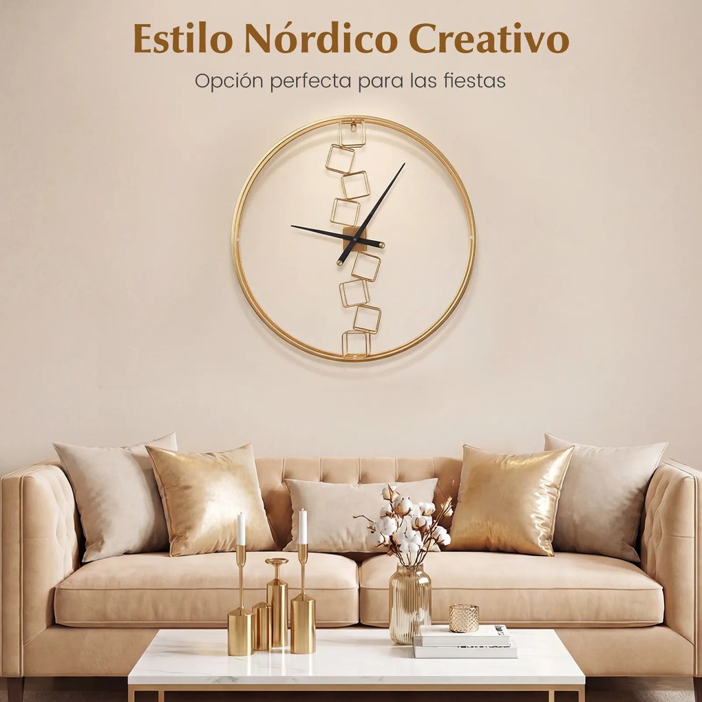 Relógio de parede grande em metal, 68 cm, estilo nórdico, elegante, silencioso, a pilhas, decoração para sala, quarto e cozinha