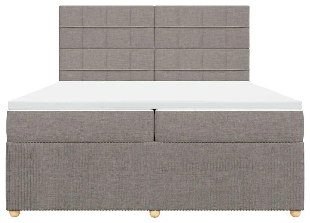 Cama com molas/colchão 200x200 cm tecido castanho-acinzentado