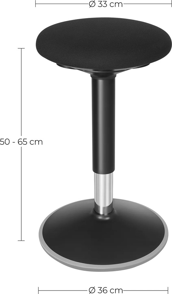 Banco de trabalho de escritório 50-65 cm preto