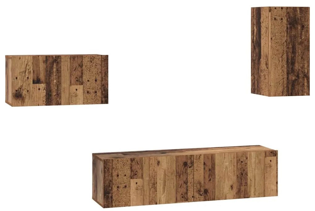 Conjunto de móvel de TV 4 pcs Madeira antiga 30.5 x 30 x 60 cm