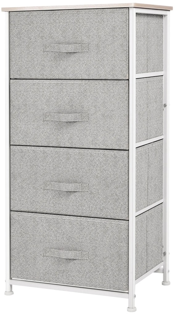 HOMCOM Cómoda Organizador com 4 Gavetas de tecido para sala de estar quarto 45x30x92cm | Aosom Portugal