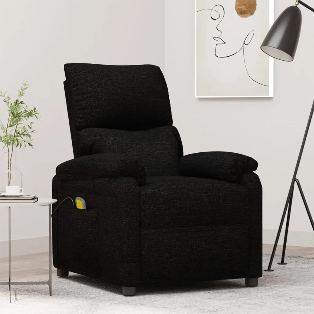 342461 vidaXL Poltrona de massagens tecido preto