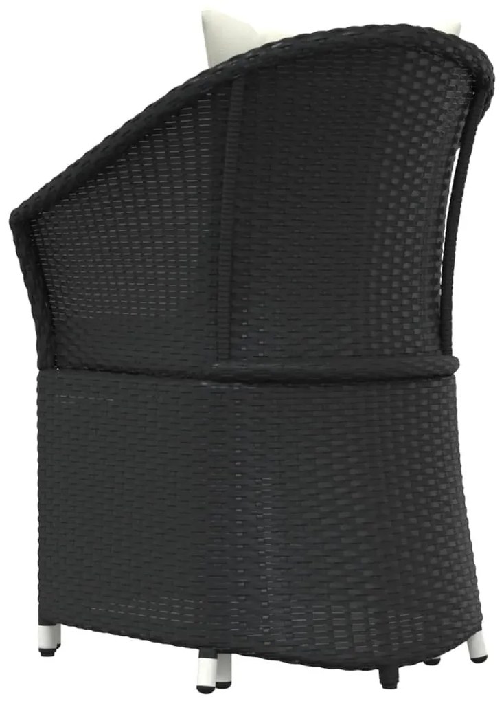2 pcs conjunto lounge de jardim c/ almofadões vime PE preto