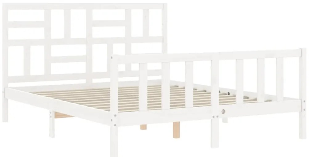 Estrutura de cama King Size com cabeceira madeira maciça branco