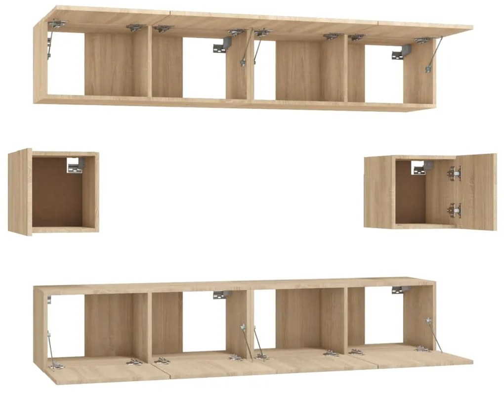 Conjunto móveis de TV 6 pcs madeira processada carvalho sonoma