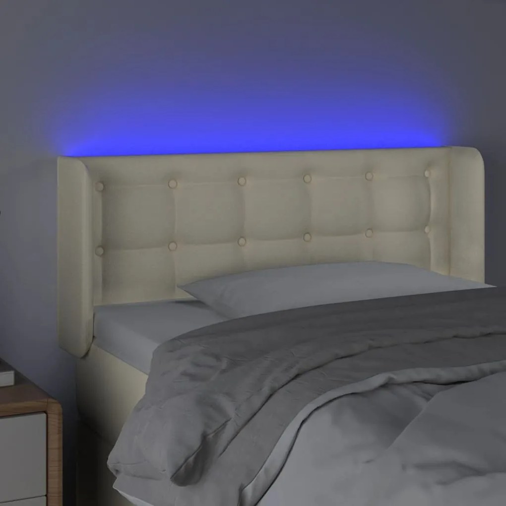 Cabeceira de cama c/ LED 103x16x78/88 cm couro artificial crème