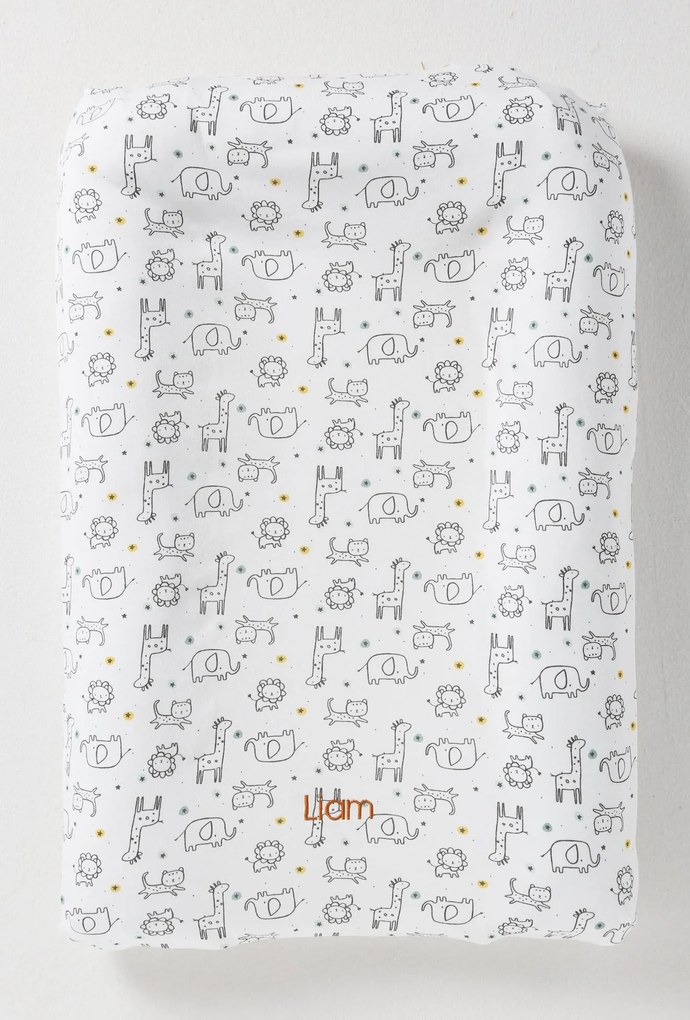 Capa para colchão de mudas, em algodão branco claro estampado