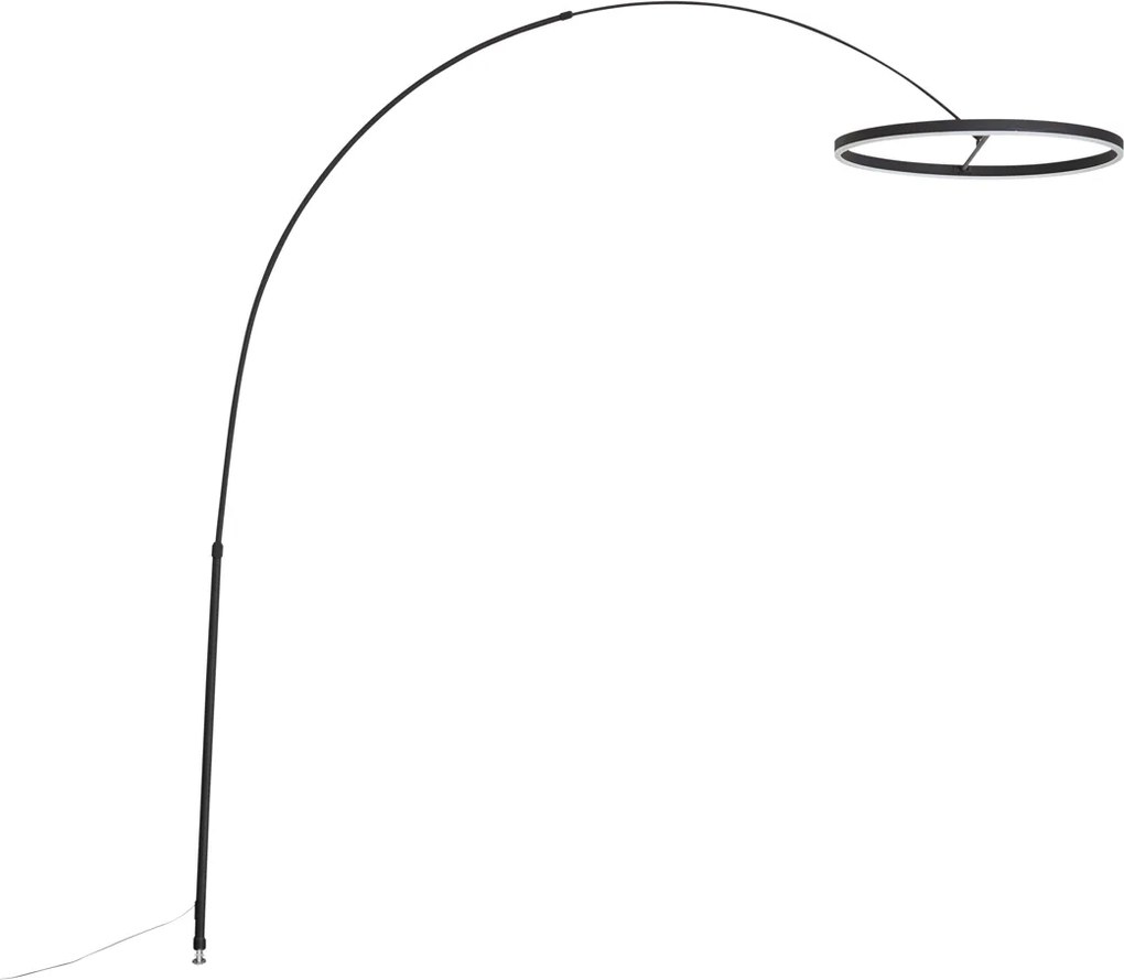 Candeeiro de pé de arco de design preto incl. LED regulável em 3 níveis - Anello