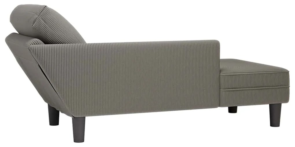 Chaise lounge com almofada tecido corduroy cinzento claro