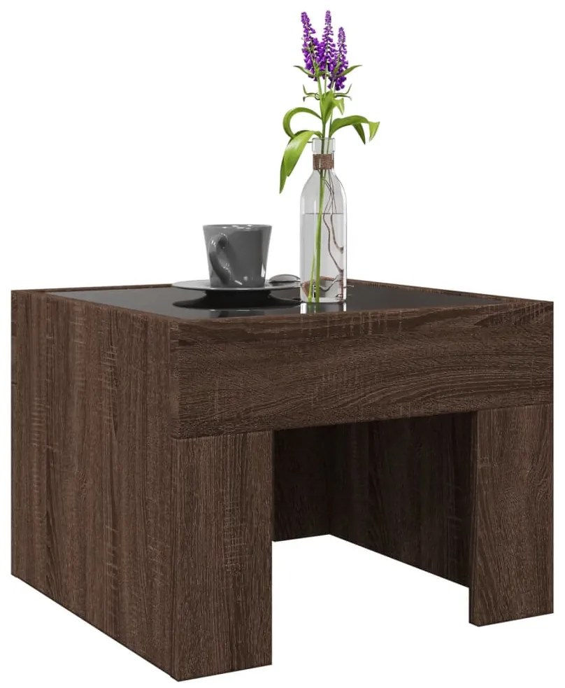 Mesa de centro luzes LED Infinity 40x40x30 cm carvalho castanho