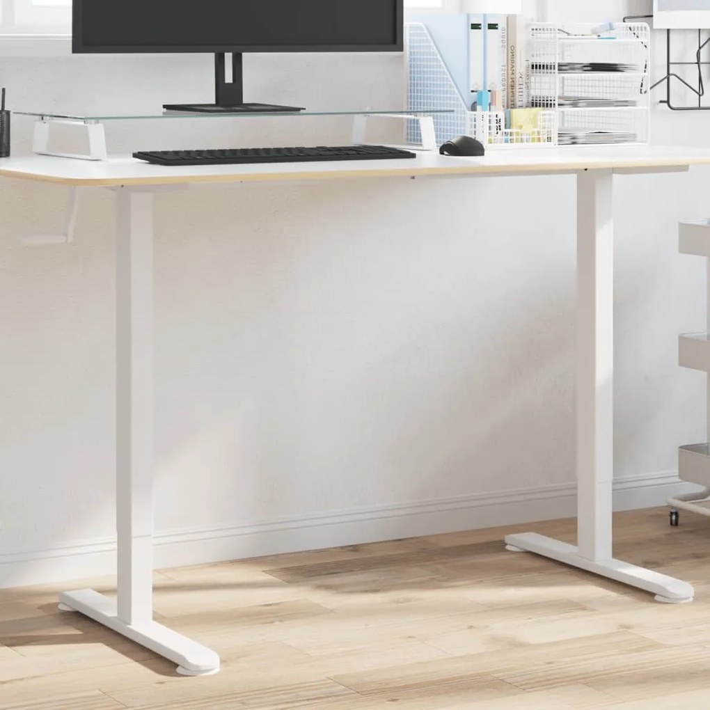 vidaXL Estrutura de secretária de pé (94-135)x60x(70-114)cm aço branco