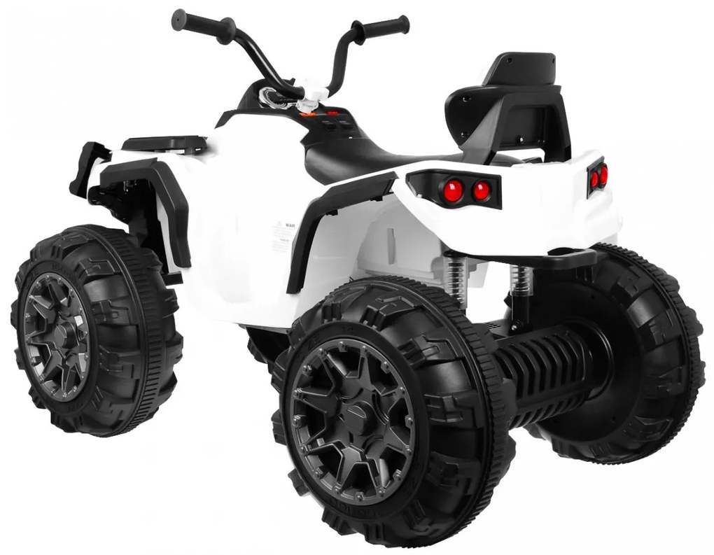 Moto 4 elétrica para crianças 12V 2x45W ATV com Rodas Espuma EVA, Assento couro ecológico, som Crianças Até 30Kg Branca