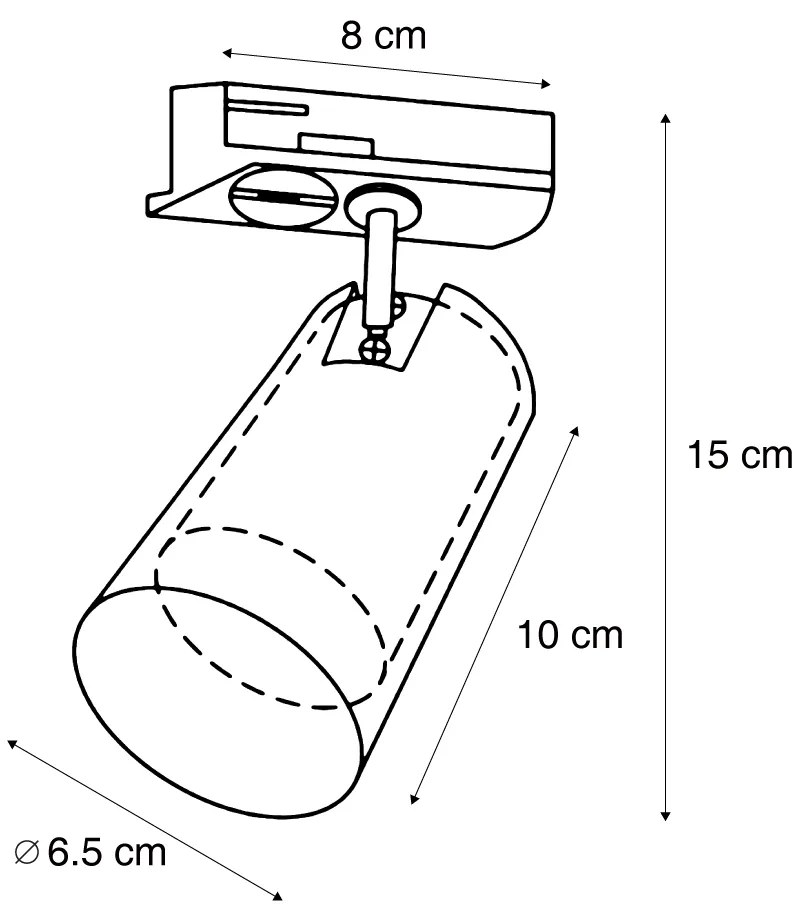 Foco moderno bronze escuro com vidro transparente para sistema de calhas monofásico - Iconic Lloyd Moderno