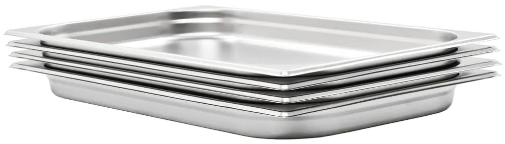 vidaXL Recipientes gastronorm 4 pcs GN 1/1 40 mm aço inoxidável