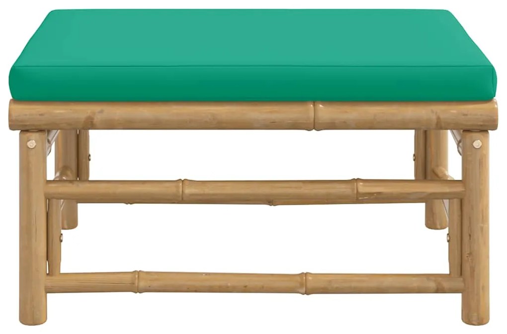 Apoio de pés p/ jardim bambu c/ almofadão verde