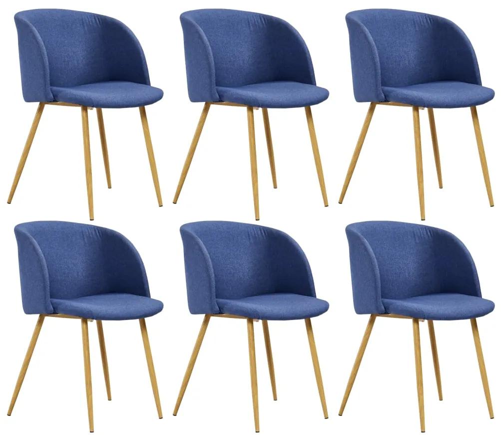 278703 vidaXL Cadeiras de jantar 6 pcs tecido azul