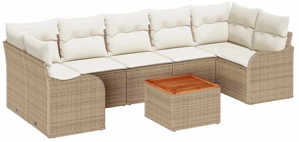 Conjunto de Sofá de Jardim 8 Peças com Almofadas de Rattan Sintético e