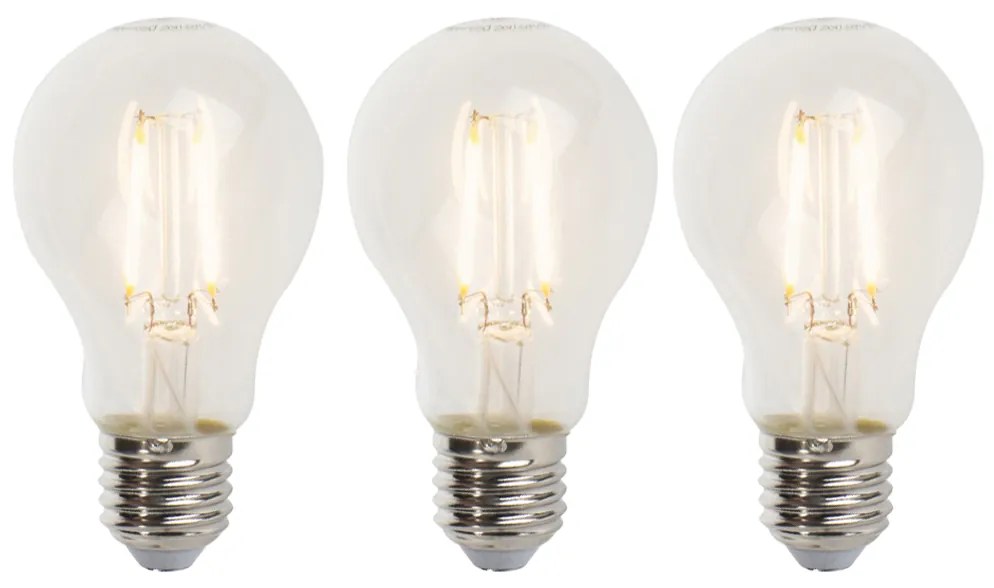 Conjunto de 3 lâmpadas LED reguláveis E27 A60 5W 470lm 2700K
