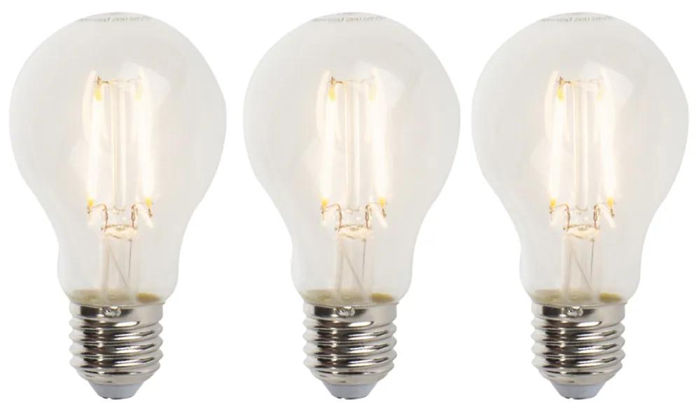 Conjunto de 3 lâmpadas de filamento LED reguláveis E27 A60 5W 470lm 2700K