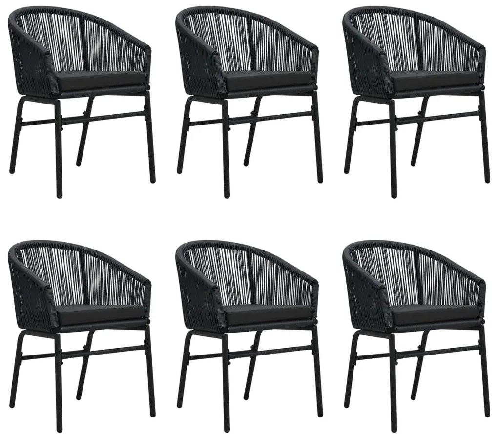 7 pcs conjunto de jantar para jardim preto