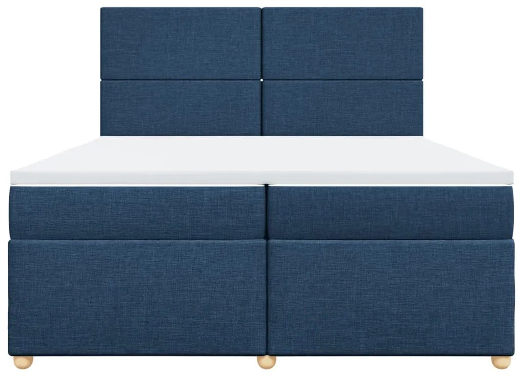 Cama com molas/colchão 200x200 cm tecido azul