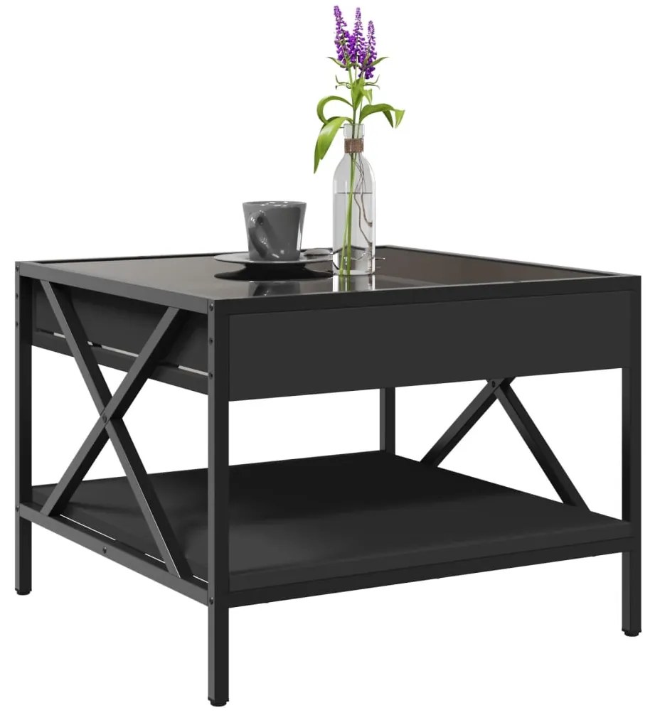Mesa de centro c/ luzes LED Infinity 50x50x38 cm preto