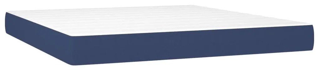 Cama box spring c/ colchão e LED 160x200 cm tecido azul