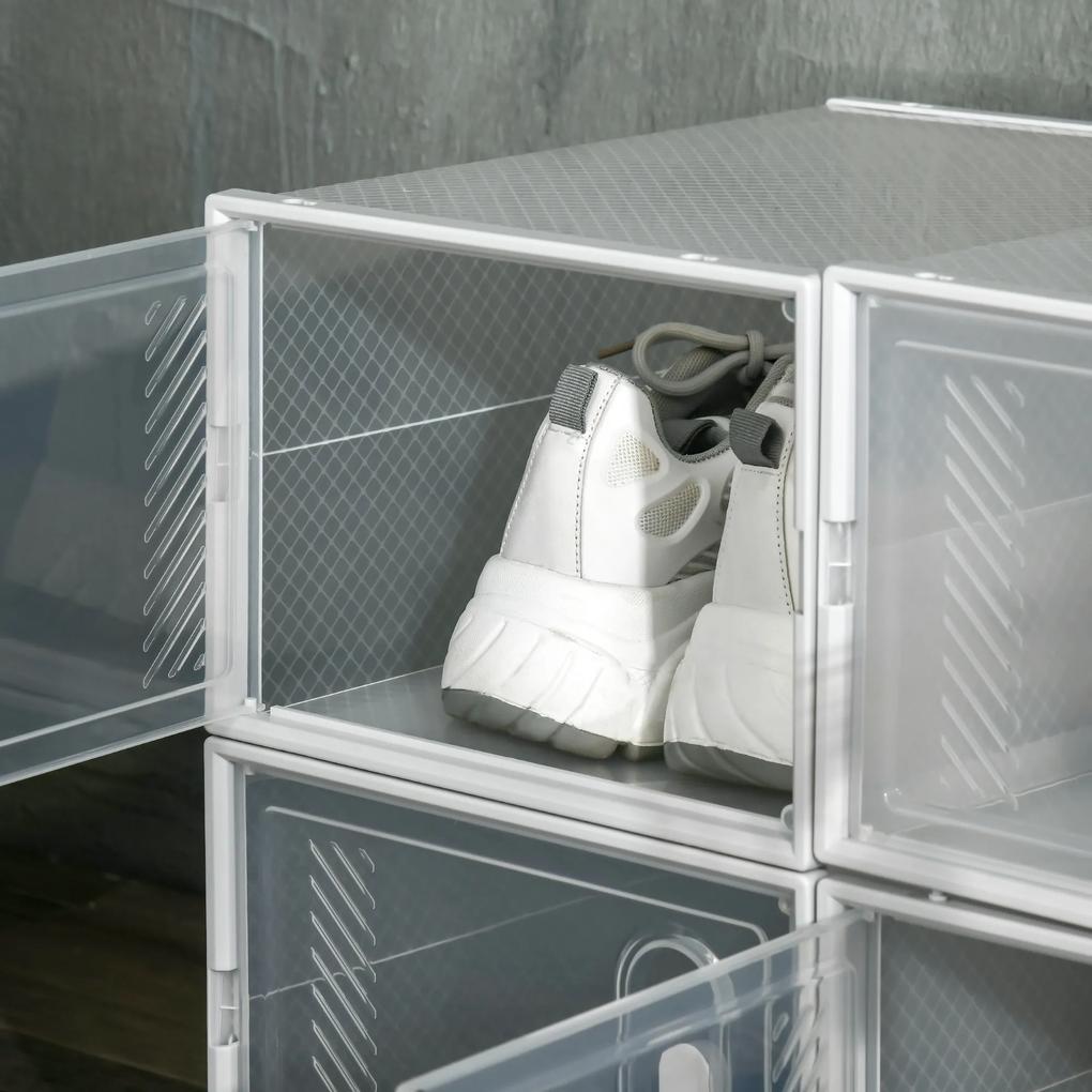 Armário Modular de Plástico Sapateira Modular com 8 Cubos Portas Magnéticas Organizador de Sapatos para Entrada Corredor Dormitório 25x35x19cm Transpa