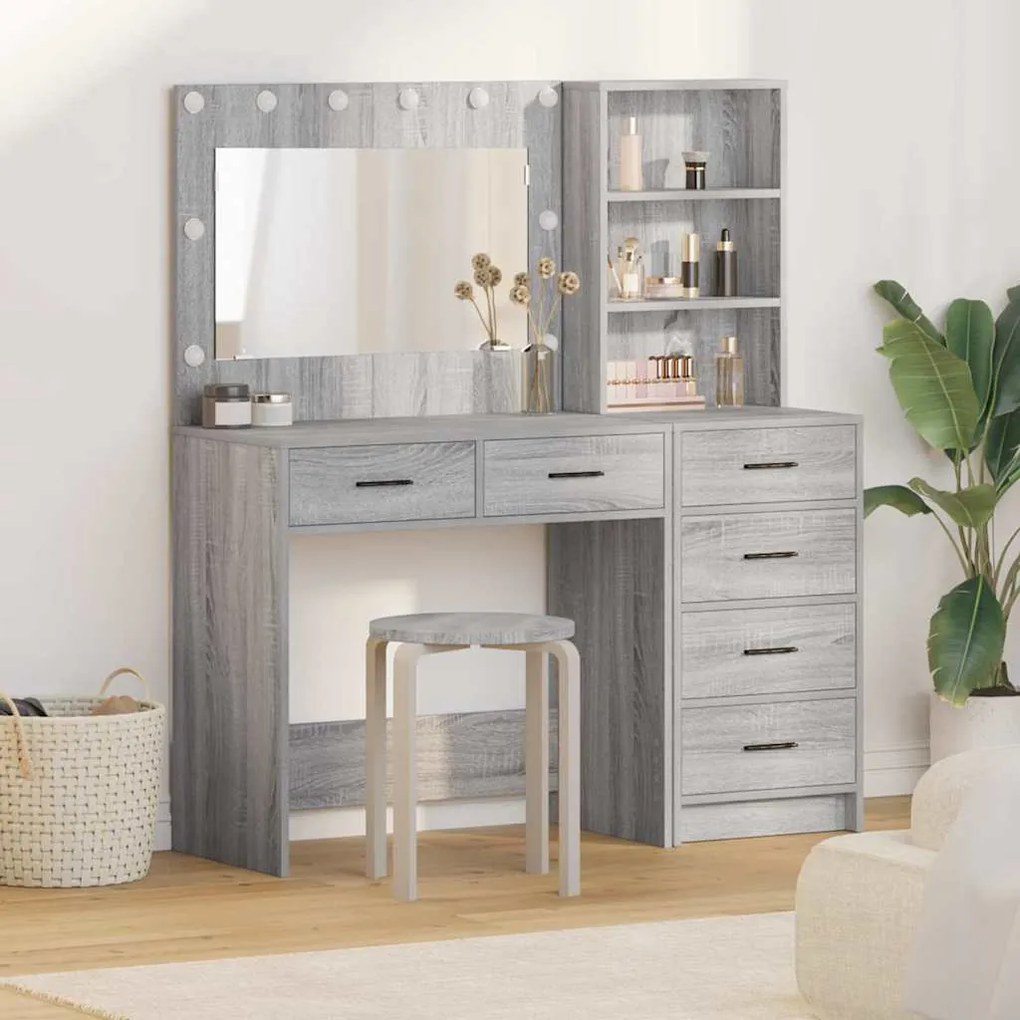 vidaXL Mesa de vestir com gaveta Cinzento-claro 78.5 x 41 x 135 cm