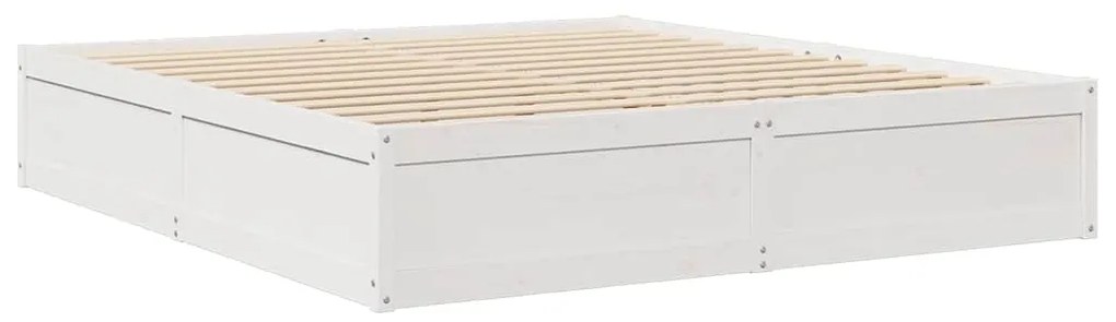 Cama com estante sem colchão 200x200 cm pinho maciço branco
