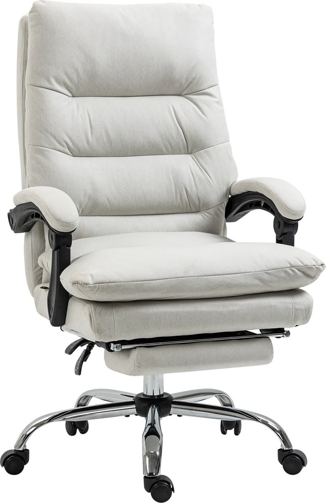 Vinsetto Cadeira de escritório com função de massagem, aquecível, reclinável, couro sintético, 65x72x109-117cm, Cremeweiß | Aosom Portugal