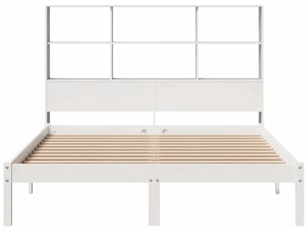 Cama com estante sem colchão 120x200 cm pinho maciço branco